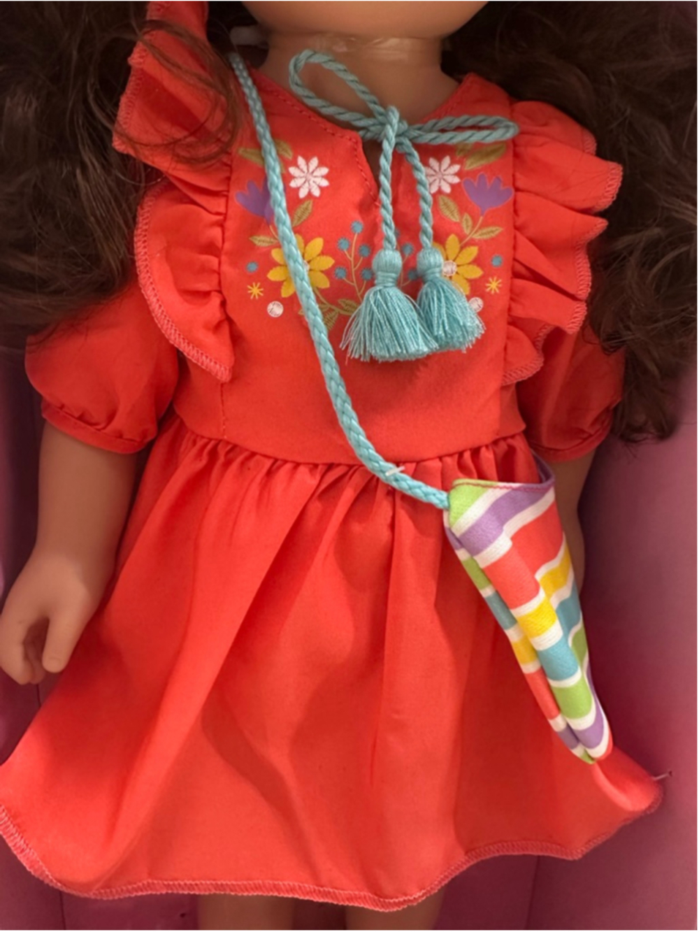Girls My Life As Raegan Baby Doll One Size Orange Brown Dress New in Box - Picture 4 of 10